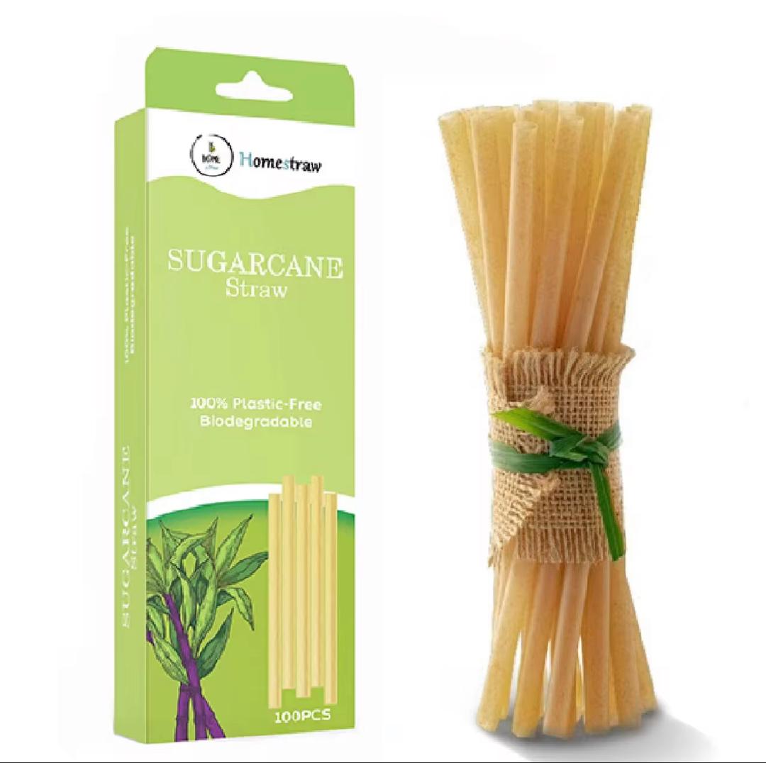 Sugarcane pulp straws
