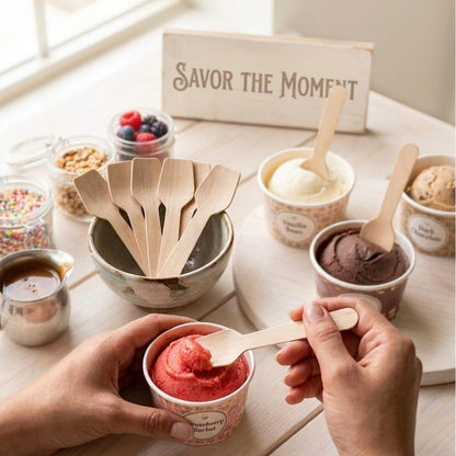 Wooden Shovel-Shaped Dessert Spoons 100 pcs/ pack